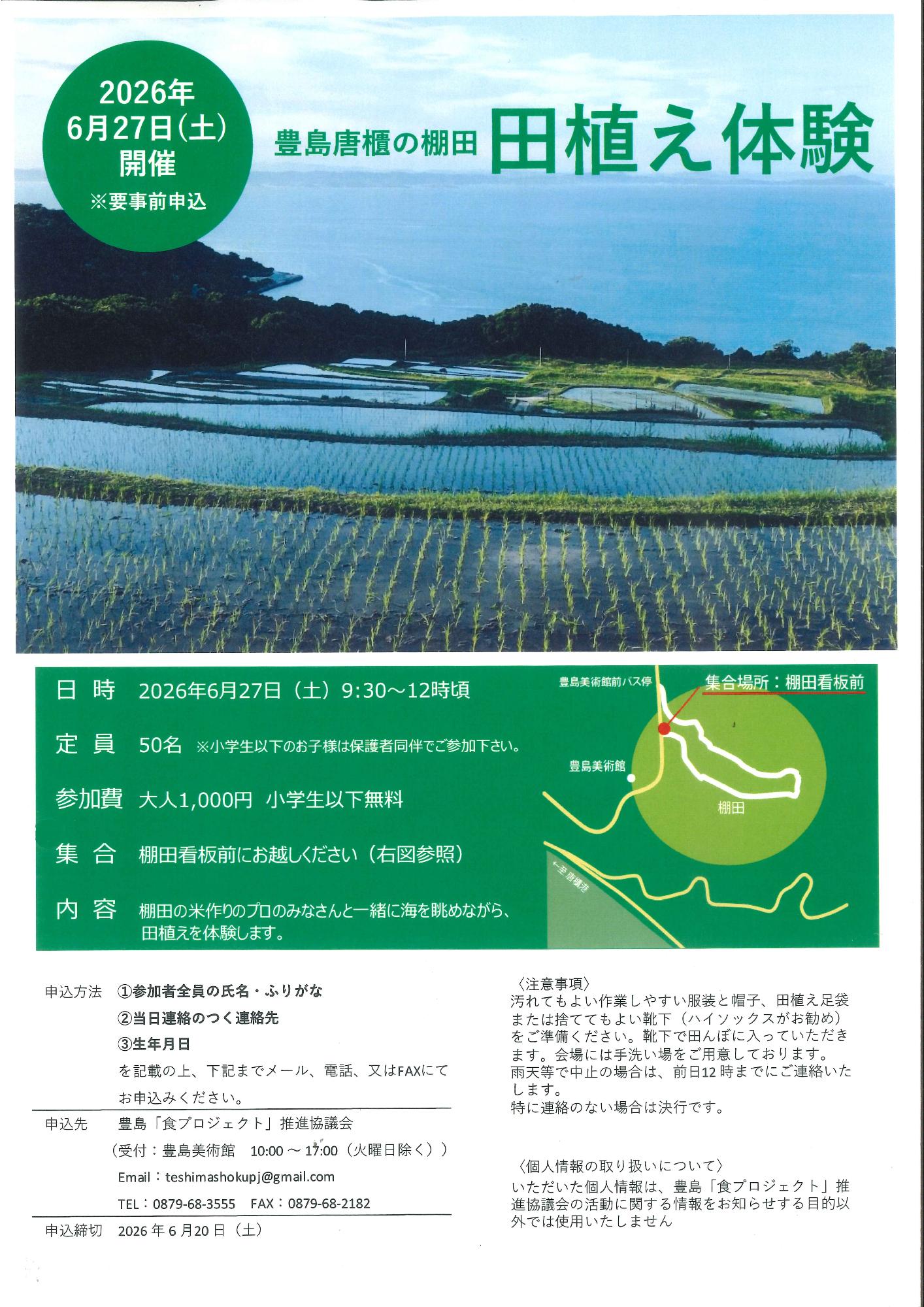 豊島唐櫃の棚田 田植え体験