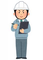 作業服姿の男性がヘルメット着用しているイラスト