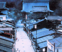 古民家集落の雪景色の写真