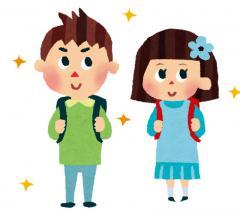 男の子と女の子がランドセルを背負っているイラスト